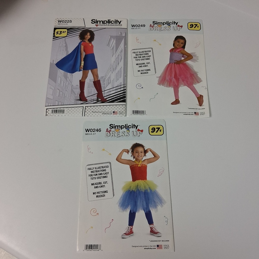 Simplicity W0225 W0246 W0249 Kids & Adult Tutu Cape Costume Instructions DIY